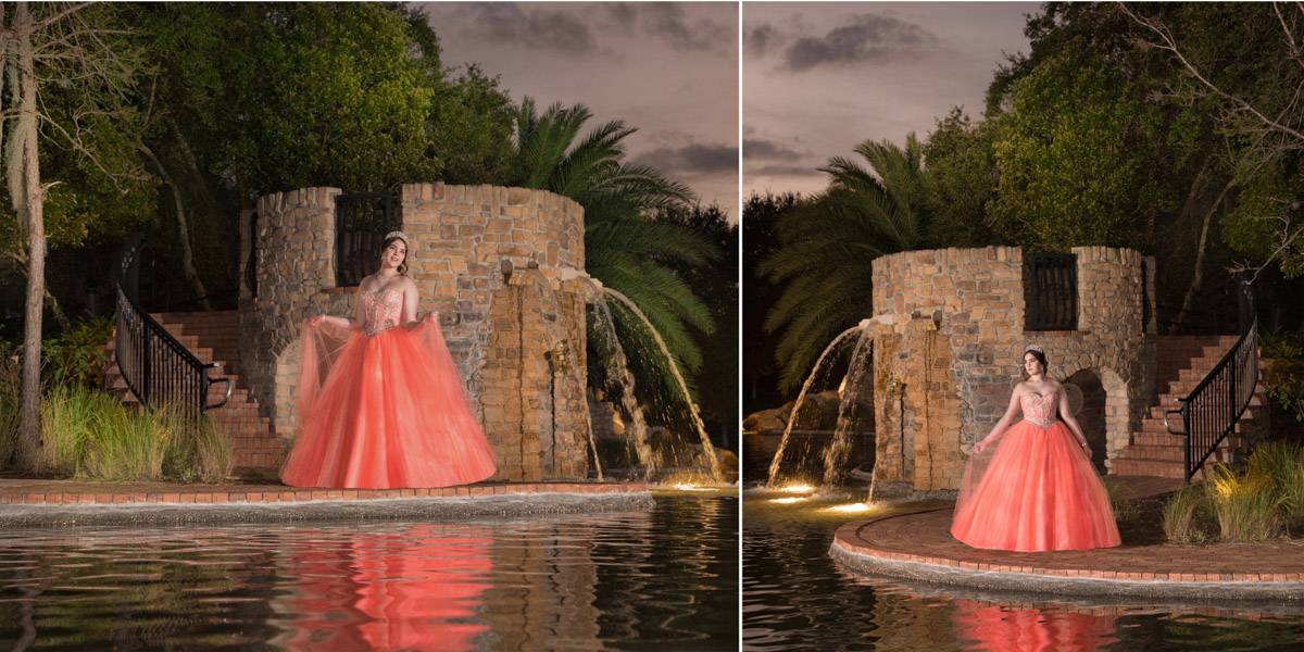 Peach quinceañera dress